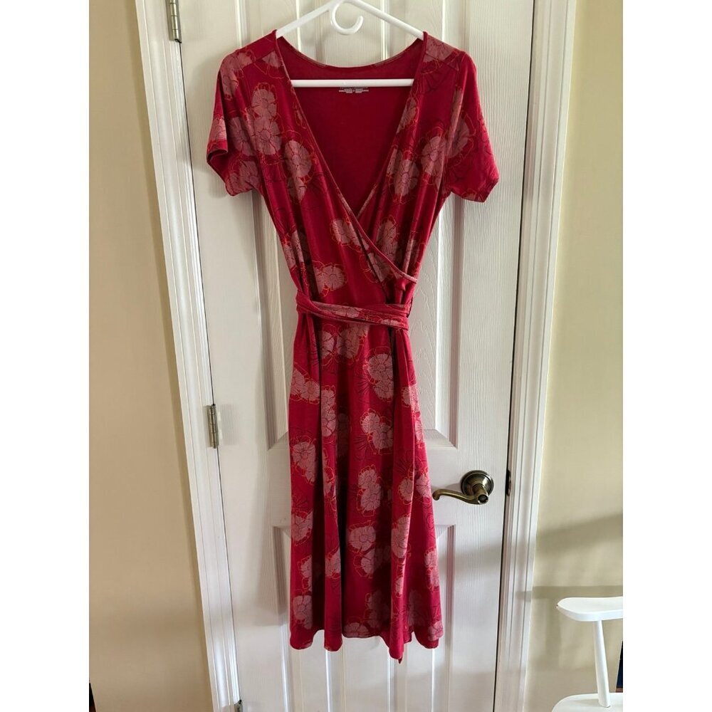 Royal Robbins Red Floral Wrap Style Dress Small